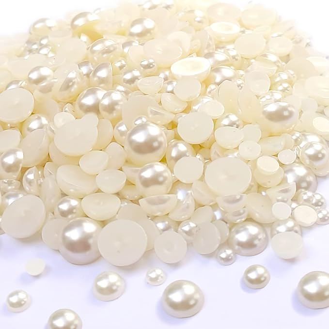 Flatback Pearls Beads for Crafts, Half Pearl Beads for Crafting by Cymtoo