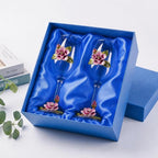 Simcat Handmade Painted Enamel Flower Glass Wine Glasses Transparent Refined - Image 2