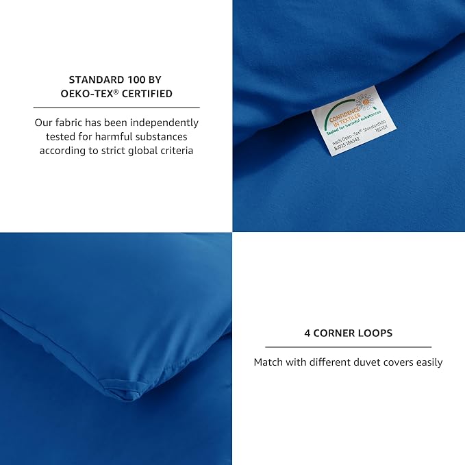CozyLux Queen Comforter Set Classic Blue, 3 Pieces Solid Comforters Queen Size - Image 4