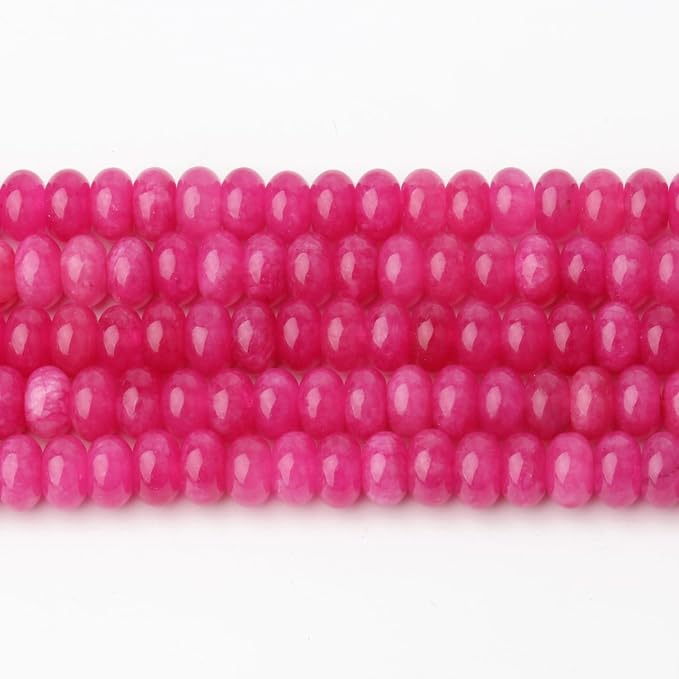 Songxi 5x8mm Natural Rose Colored Jade Stone Rondelle Beads, Gemstone - Image 4
