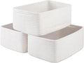 3 Pack Small Storage Baskets for Organizing, Cute Woven Decorative Gift Baskets for Shelves, Mini Closet Organizer Bins with Handles-13''Lx8.66''Wx5.11''H-White