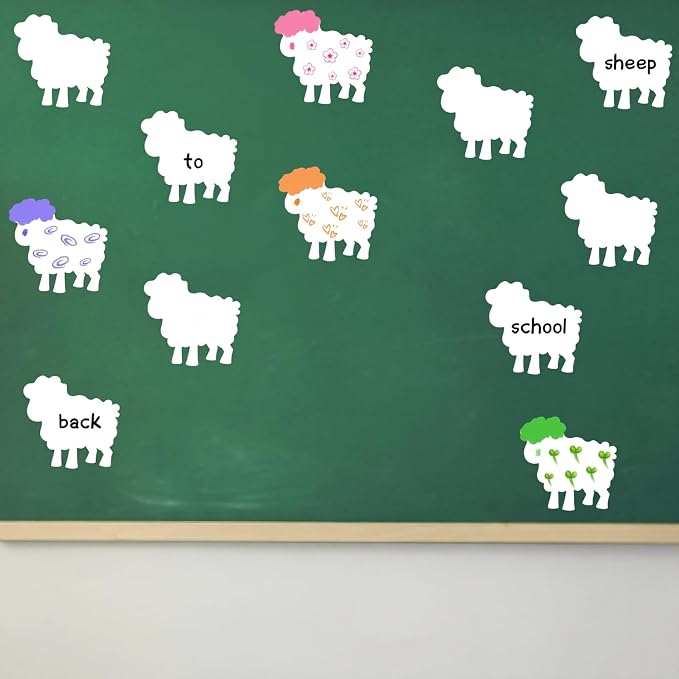 Geyee 100 Pcs Sheep Cutouts for Bulletin Board Classroom Wall Decor, Lamb Paper - Image 4