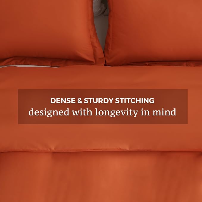 JSD Burnt Orange Duvet Cover Set Queen Size, 3 Piece Duvet Cover - Image 5