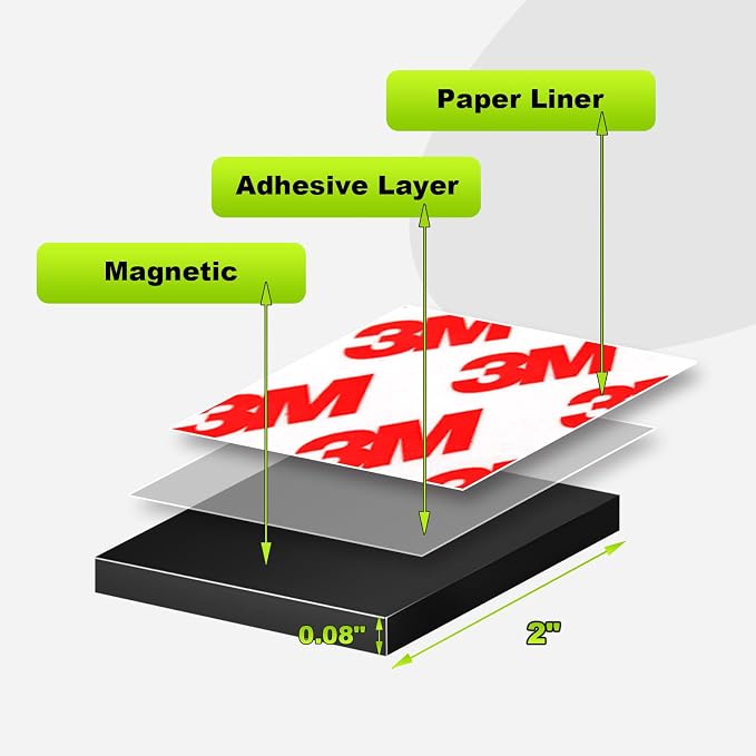 Stick On Magnets with Double Sided Adhesive Tape, Magnet Squares 2"x2" - Image 2