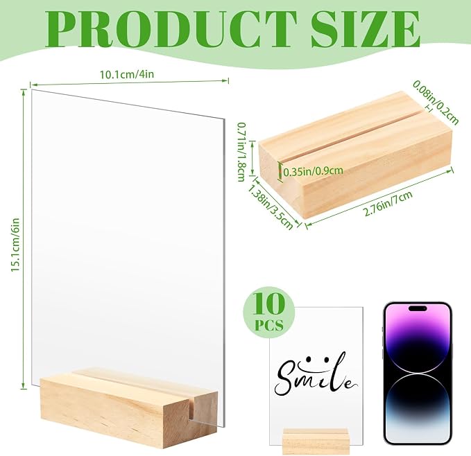 Bercoor 10 Pack 4x6 Inch Blank Clear Acrylic Sign - Image 2