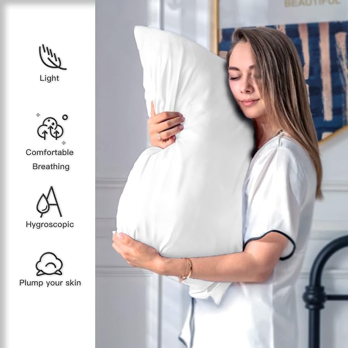 Silk Pillow Cases 2 Pack, Soft Breathable and Sliky Queen Size Pillow Cases Set - Image 3