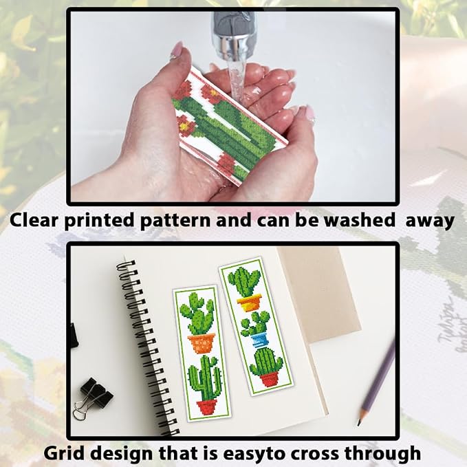 ACRNIGHEET 6PCS Cactus Cross Stitch Bookmark Kit - Image 3