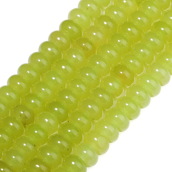 Songxi 5x8mm Natural Green Lemon Jade Stone Rondelle Beads, Gemstone - Image 3