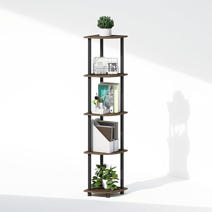 Furinno Turn-N-Tube Storage Shelves, 5-Tier Book Shelf, Corner Shelf, Toolless - Image 6