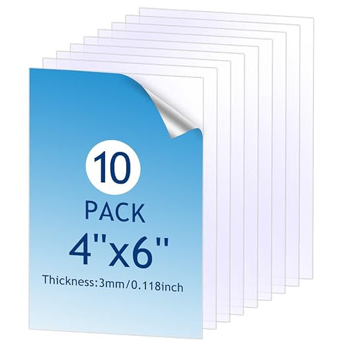 10 Pack Clear Acrylic Sheet 4" x 6" Cast Plexi Glass Panel 1/8" Thick High by Unknown