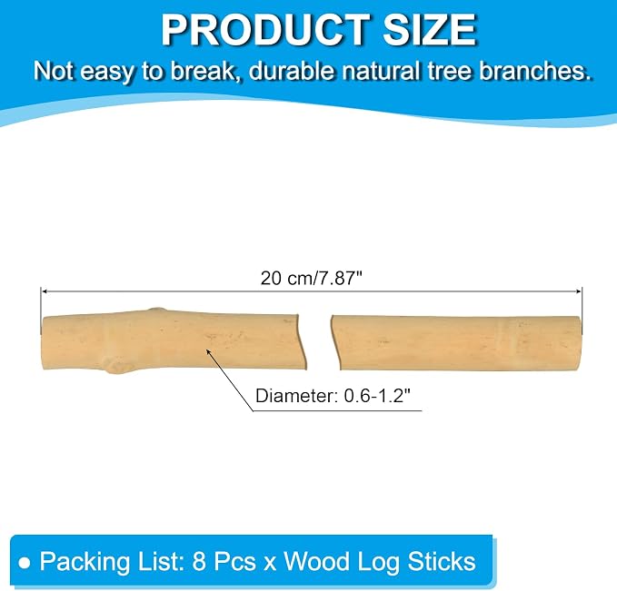 PATIKIL 8 Pcs / 20cm Wood Log Sticks, 0.6-1.2inch in Diameter Natural Driftwood - Image 2