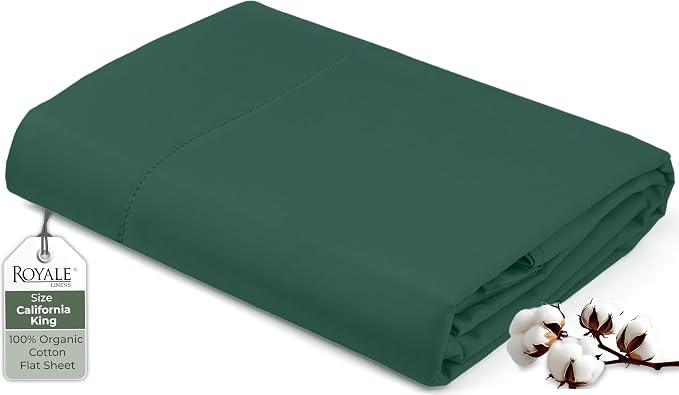 Royale Linen 100% Organic Cotton California King Flat Sheet Only by ROYALELINENS