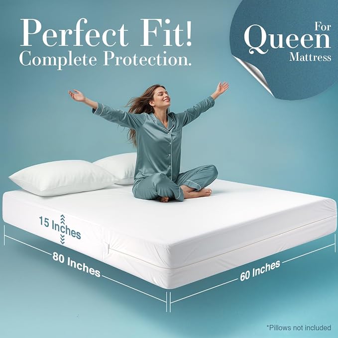 Utopia Bedding Mattress Protector Zippered Queen Size, 100% Waterproof Bed Bug - Image 5