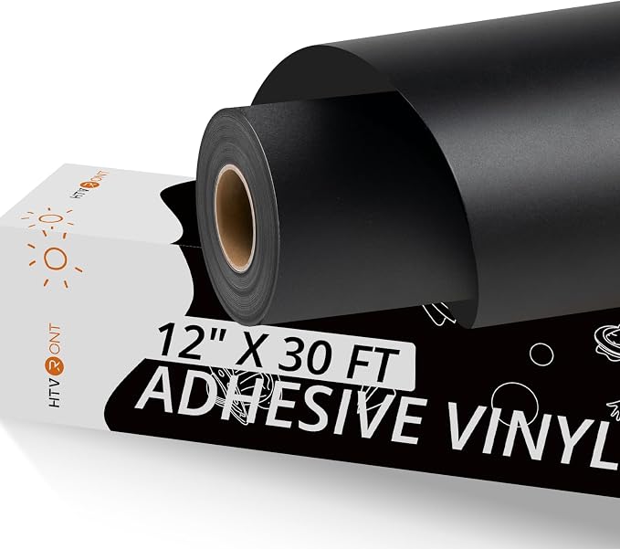 HTVRONT Black Permanent Vinyl, Self Adhesive Vinyl Roll Stickers by HTVRONT