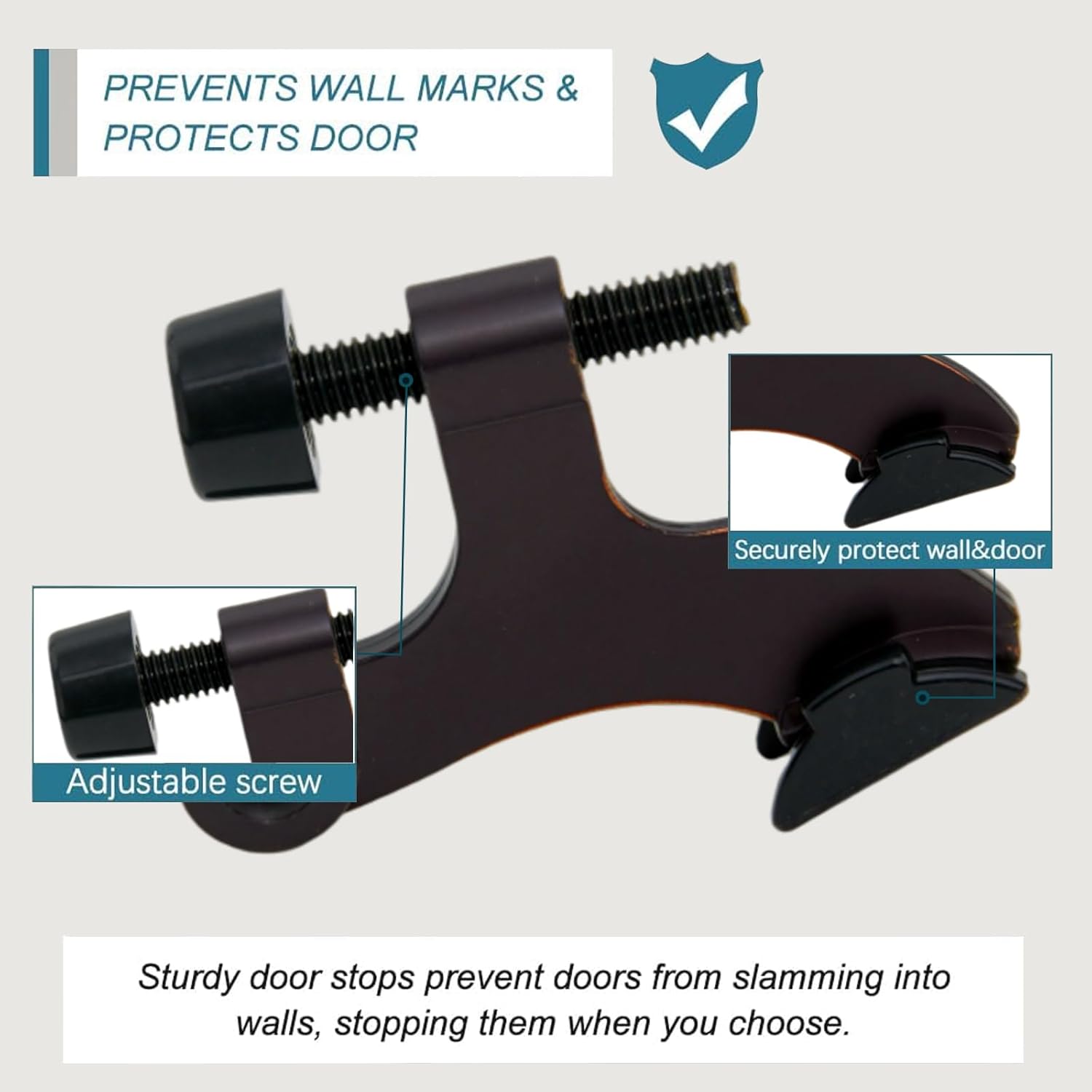 6 Pack Hinge Pin Oil Rubbed Bronze Door Stopper, Adjustable Heavy Duty Hinge Pin Door Stop with Oil Rubbed Bronze Rubber Bumper Tips