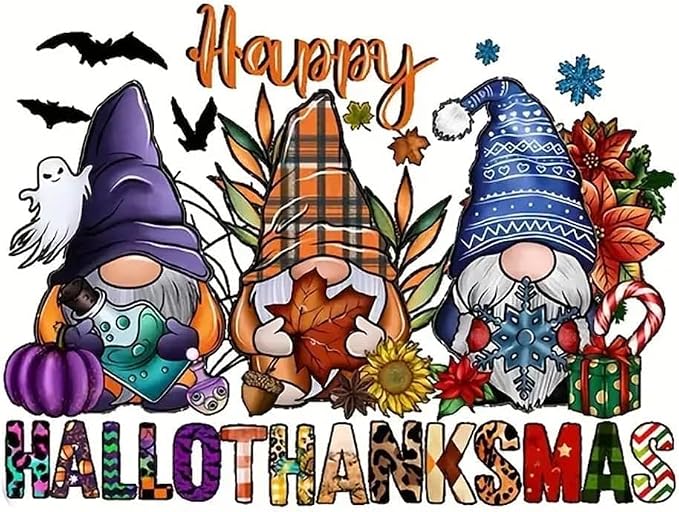 Halloween Cross Stitch Kits for Adults Beginner, Gnome Counted Cross Stitch by Unknown