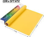 HTVRONT Yellow 12" x 5ft HTV Vinyl Rolls | Easy Cut & Weed Heat Transfer Vinyl - Image 7
