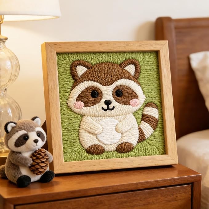 INFUNLY Cute Raccoon Punch Needle Kit - Image 6