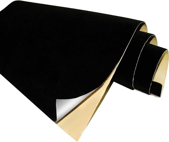 Black Self Adhesive Velvet Fabric Sticky Felt Sheets by Unknown