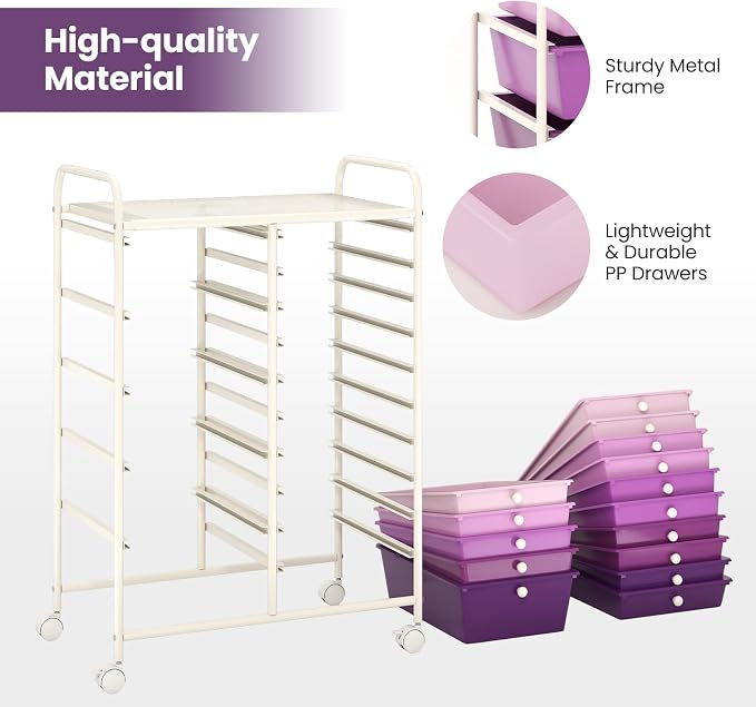 BECOMFORT 15-Drawer Rolling Cart - Image 5