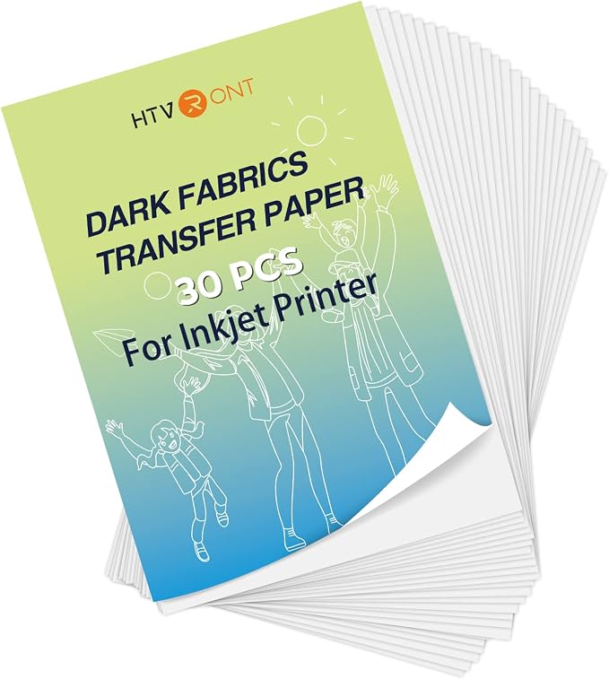 HTVRONT Heat Transfer Paper for Dark T Shirts -30 Pack 8.5x11" Iron on Transfer by HTVRONT