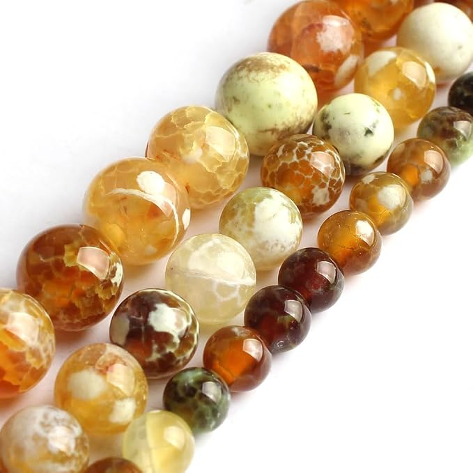 35pcs Round Loose Brown Fire Agate Beads - Image 8