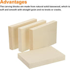 MECCANIXITY 4Pcs Basswood Carving Block, 0.8"x4"x6" Square Wooden Dowels Blocks - Image 3