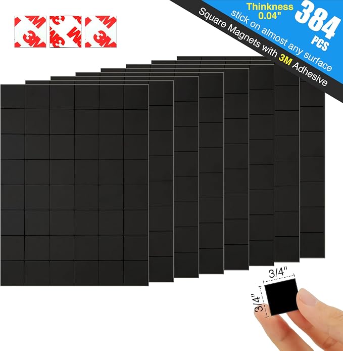 Magnetic Squares Pieces with Adhesive Backing, Self Sticky Magnets - Image 2