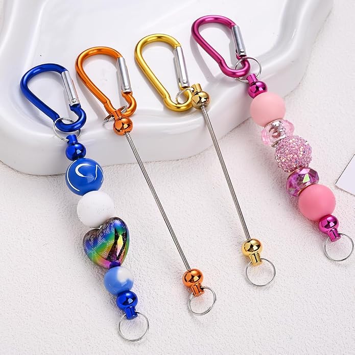22 PCS Beadable Keychains Bars Bulk 11 Colors DIY Beaded Keychain Making Kit - Image 6
