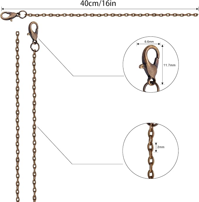 Lemonkey 24 Pack Necklace Chains Bulk, Bronze Plated DIY Cable Link Chains - Image 2
