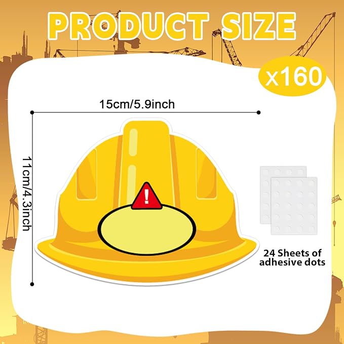 160Pcs Construction Helmet Cutouts Back to School Bulletin Board Decoration Set - Image 2