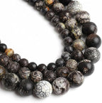 60pcs Round Loose Black Crack Old Agate Beads by Yochus