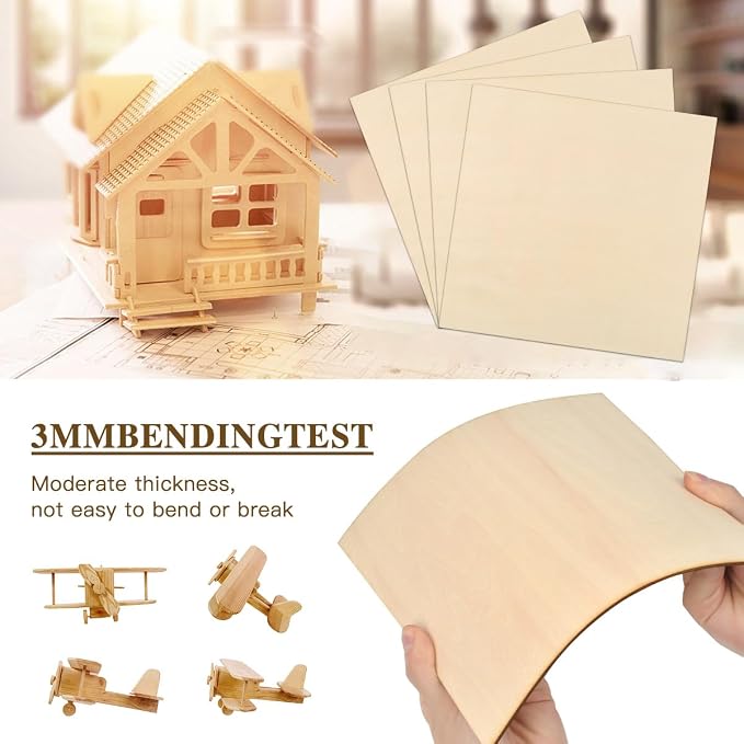 FOCCTS 24 Pack Basswood Sheets 1/8 x 12 x 12 inch, 3mm Plywood Sheets Balsa - Image 3