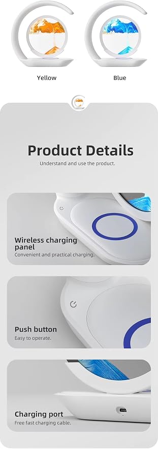 LED Table Lamp with Wireless Charging, Crescent Moon Design - Image 4