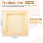 FSWCCK 15 Pack 5 x 5 inch Wood Panel Boards, Unfinished Wood Canvas Panels - Image 2