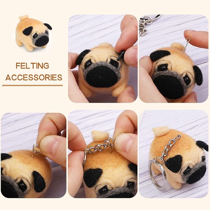 QMNNMA Needle Felting Kits for Beginners, Pug Wool Felting Kit | Needle Felting - Image 4