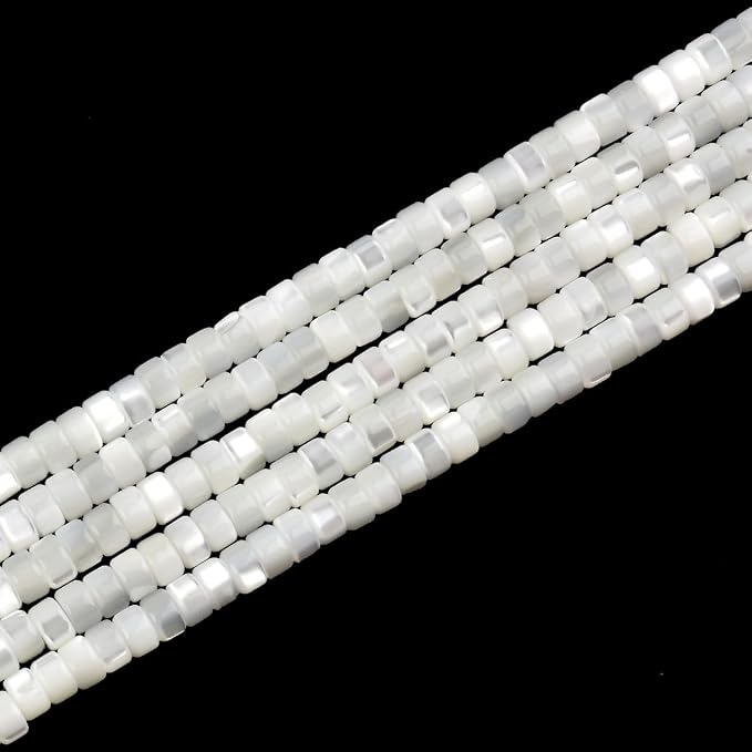 160pcs 4x2mm Natural Mother of Pearl Shell Heishi Disc Flat-Rondelle Spacer - Image 2