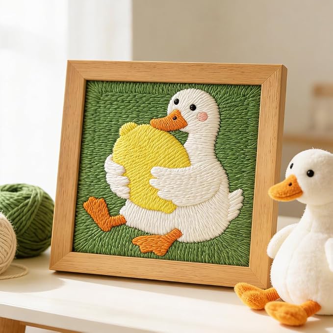 INFUNLY Goose Punch Needle Embroidery Kit 9.4x9.4 Inch DIY Punch Needle Kit - Image 4