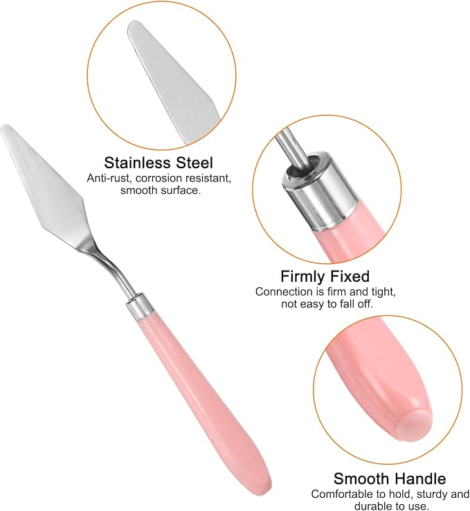 HARFINGTON 5pcs Painting Palette Knife Set Stainless Steel Pointy Flat Art - Image 5