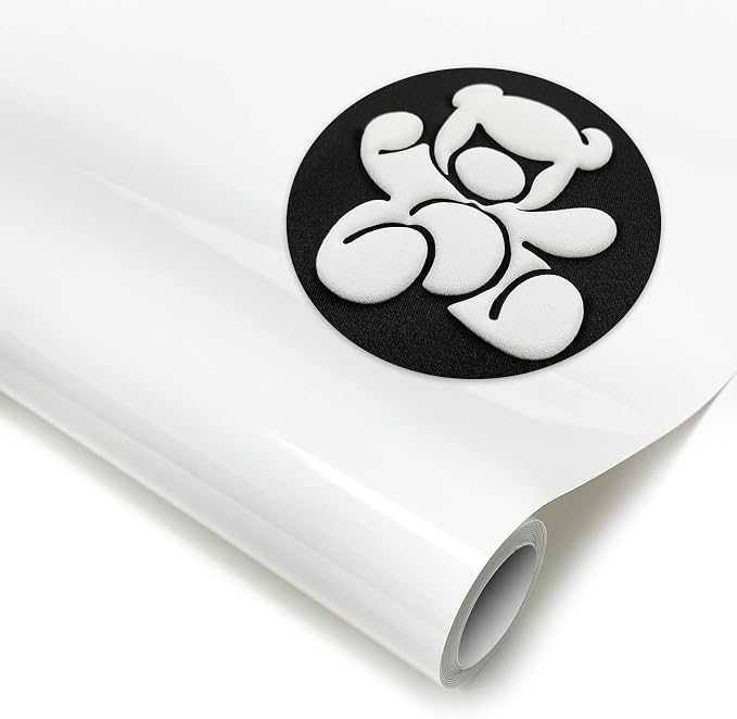 DUEUIOE White Puff Vinyl Heat Transfer 12Inch x 6Ft, Puff Htv by Unknown