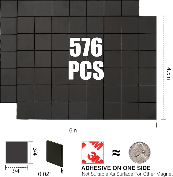 Pre-Cut Magnet Tape Strip, Thin Magnetic Squares - Image 6