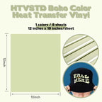 HTVSTD Laurel Green HTV Heat Transfer Vinyl 8pcs 12×10in Iron on Vinyl | Dark - Image 2