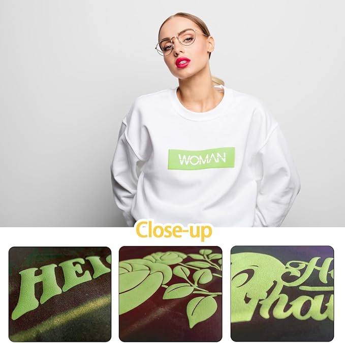 3D Puff Vinyl Heat Transfer 3 Sheets 12"x10"-Matcha Green | 3D Puff HTV 10"*12" - Image 3