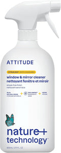 ATTITUDE Window & Mirror Cleaner, EWG Verified, Plant- & Mineral-Based, Vegan & Streak-Free Glass Spray, Citrus Zest Scent, 27.1 Fl Oz