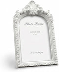 Cuspin 4x6 White Arched Picture Frame, Vintage Ornate Resin Photo Frame by Cuspin