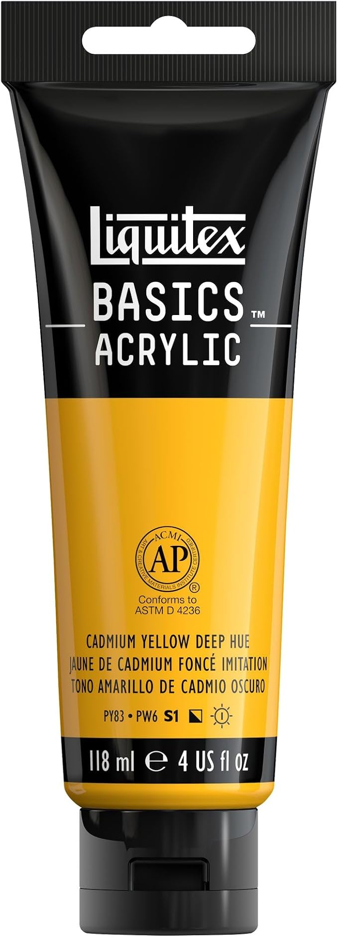 Liquitex BASICS Acrylic Paint, 118ml Tube, Cadmium Yellow Deep Hue by Liquitex