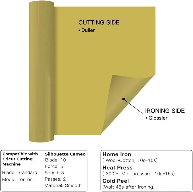 HTVRONT Heat Transfer Vinyl Gold HTV Rolls, HTV Vinyl - Image 7