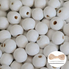300Pcs White Wooden Beads for Garlands, Round Wood Loose Beads - 14mm by SMANTA