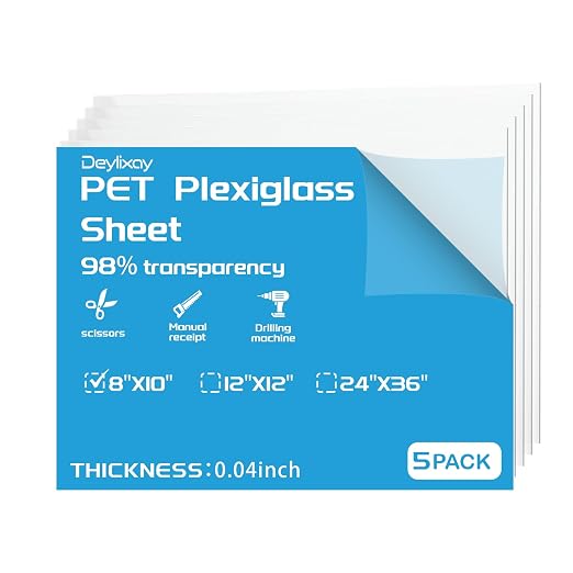 Deylixay-8x10 Clear Acrylic Sheets 0.04 Thick 1mm Plexiglass Sheets 5Pack | by Deylixay