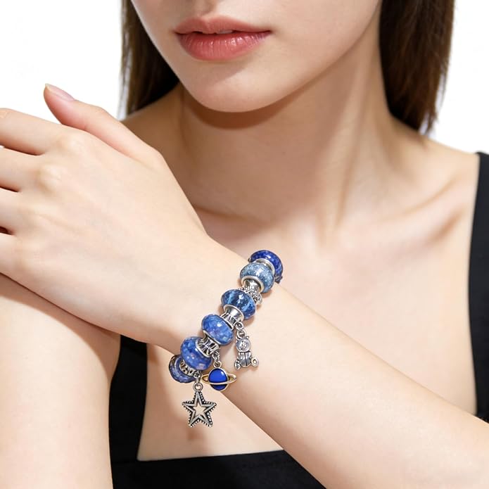 Exway 10 Pcs Snake Charm Bracelet Chain 6.5 Inch Gold and Silver Charm Bracelet - Image 3